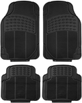 FH Group F11305BLACK Black All Weather Floor Mat, 4 Piece (Full Set Trimmable Heavy Duty)