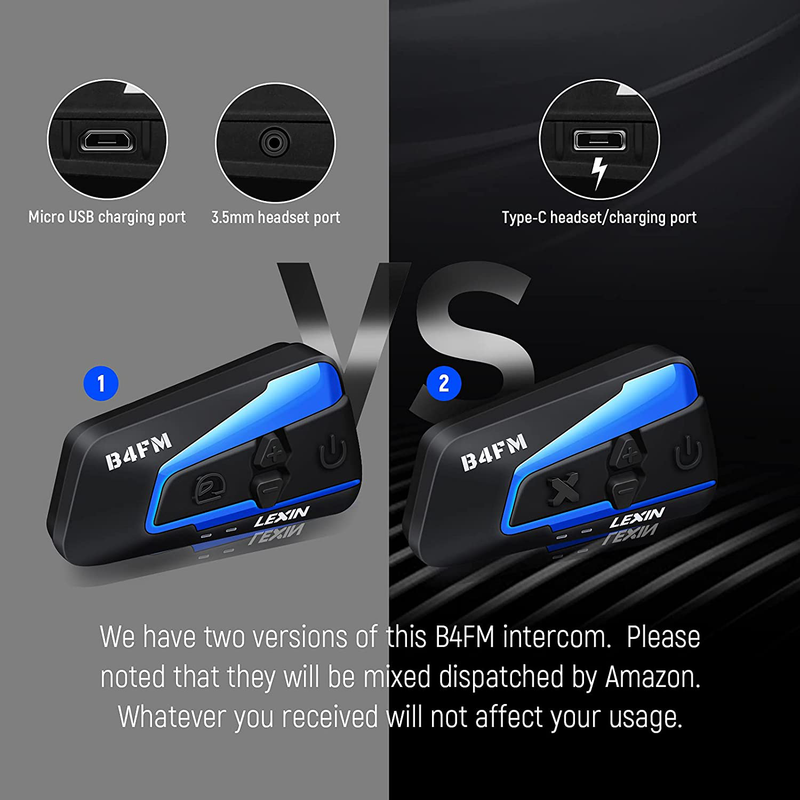 LEXIN 2pcs B4FM Motorcycle Bluetooth Intercom with FM Radio, Helmet Bluetooth Headset With Noise Cancellation Up to 4 Riders, Universal Communication Systems for ATV/Dirt Bike/Off Road