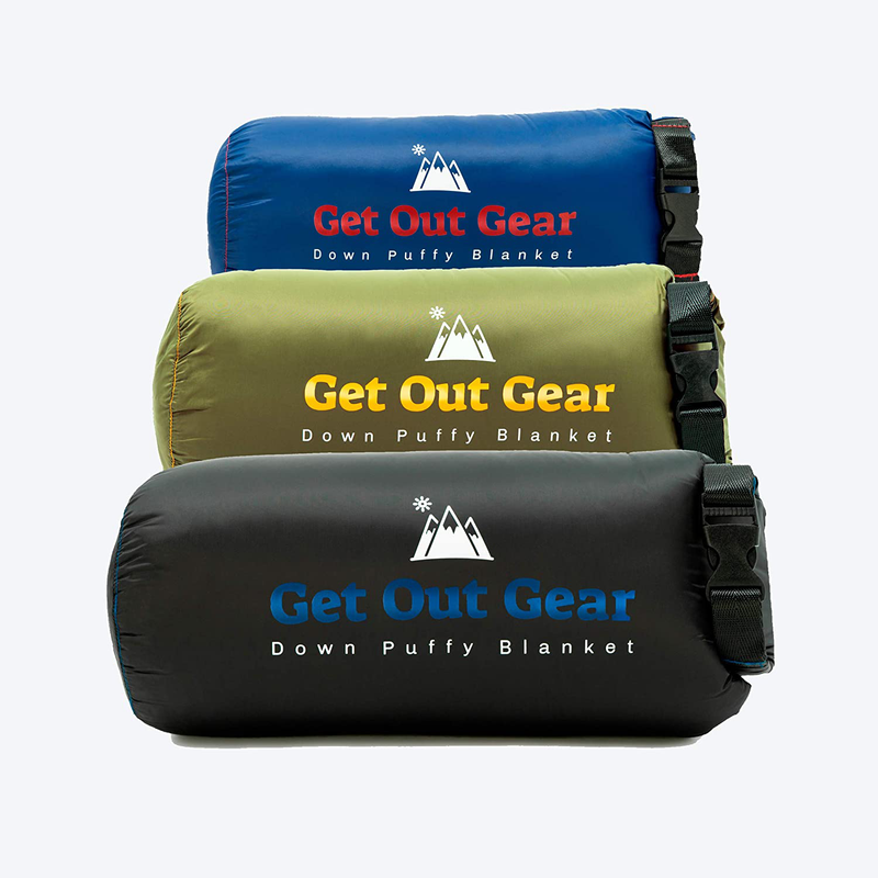 Get Out Gear Down Camping Blanket - Puffy, Packable, Lightweight and Warm | Ideal for Outdoors, Travel, Stadium, Festivals, Beach, Hammock | 650 Fill Power Water-Resistant Backpacking Quilt
