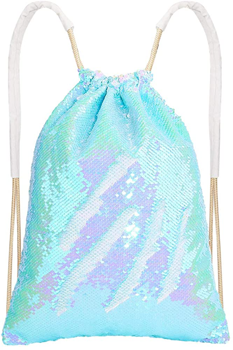 MHJY Mermaid Sequin Bag,Sparkly Sequin Drawstring Backpack Glitter Sports Dance Bag Shiny Travel Backpack