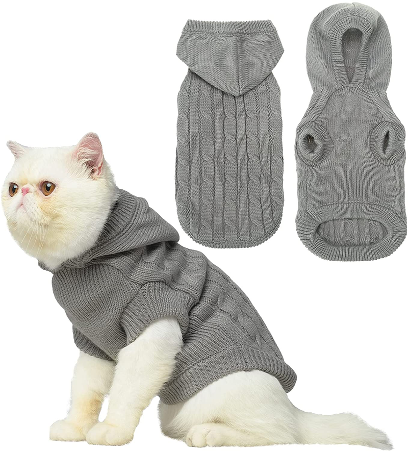 PUPTECK Winter Dog Cat Sweater Coat - Soft Cold Weather Clothes Knitwear for Kitties & Small Dogs Indoor Outdoor Walking Warm, Knitted Classic for Doggies Kitties Girls Boys