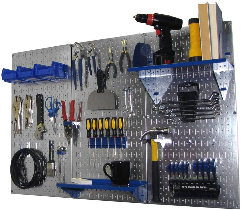 Pegboard Organizer Wall Control 4 ft. Metal Pegboard Standard Tool Storage Kit with Galvanized Toolboard and Black Accessories