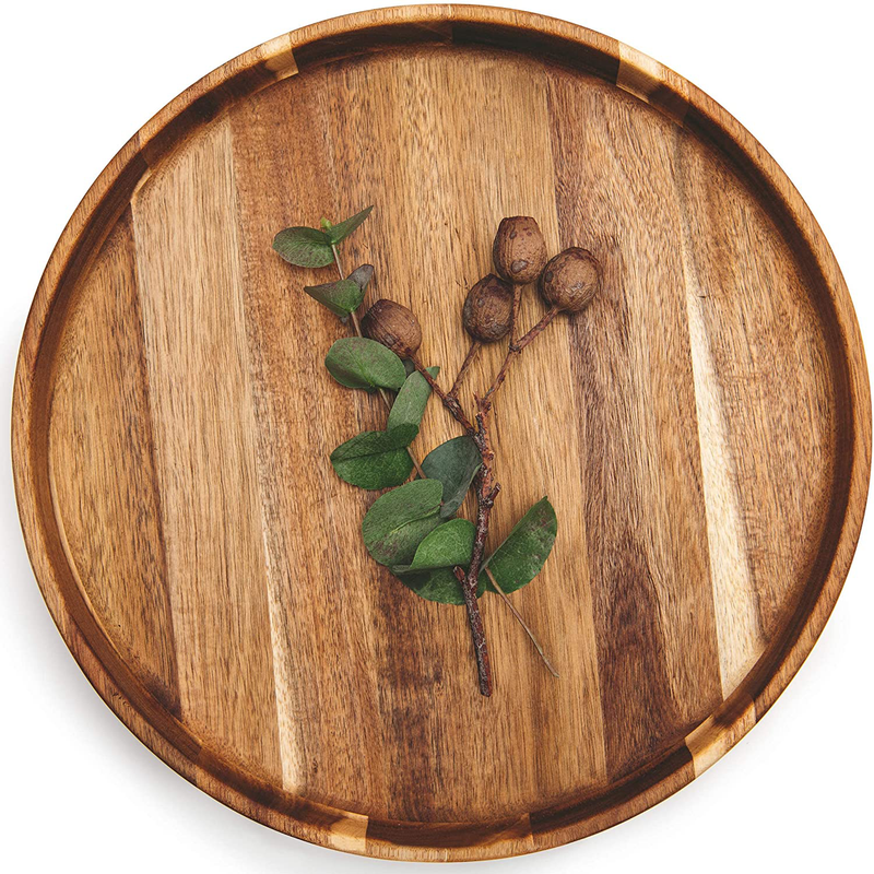 Kurrajong Farmhouse Round Wooden Serving Tray | Ottoman Tray 15.7" | Round Coffee Table Tray | Decorator Tray | Serving Tray Round | Round Wooden Tray | Round Wood Tray | Round Tray