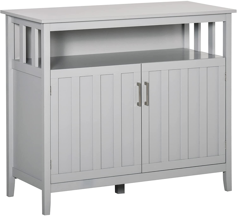 HOMCOM Sideboard Buffet Server Table with 2 Doors, Kitchen Storage Cabinet with Adjustable Shelves for Kitchen, Grey