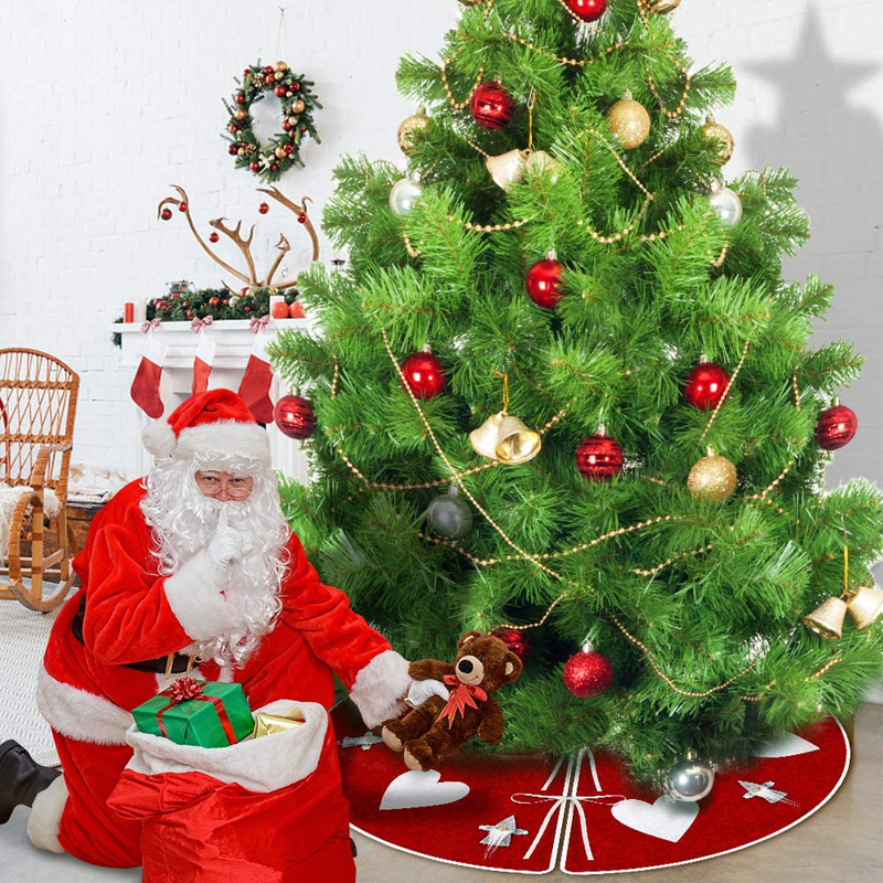 POPLAY Christmas Tree Skirt 40 inches Handmade Swedish Gnome Pattern for Holiday Decoations Xmas Tree Home Decor