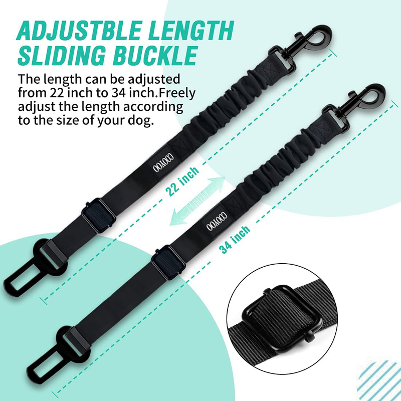 COOYOO Dog Seat Belt,2 Packs Retractable Dog Car Seatbelts Adjustable Pet Seat Belt for Vehicle Nylon Pet Safety Seat Belts Heavy Duty & Elastic & Durable Car Harness for Dogs