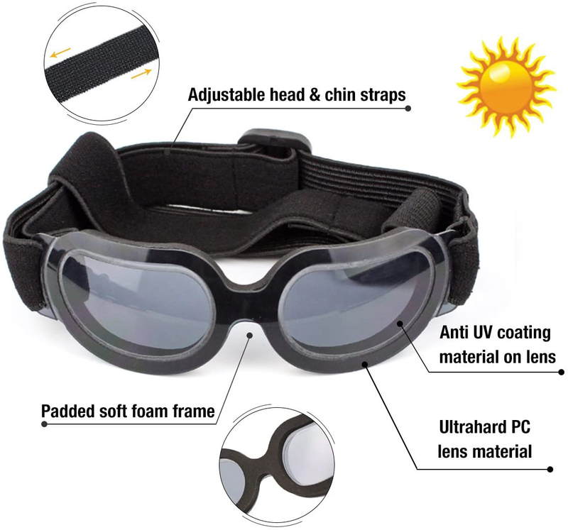 PETLESO Dog Goggles- Doggie Sunglasses Windproof Eye Protection Goggles for Small Dogs Cats