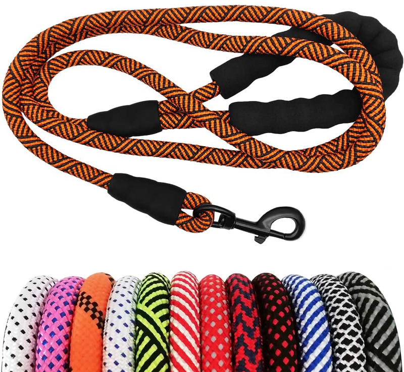 MayPaw Heavy Duty Rope Dog Leash, 6/8/10 FT Nylon Pet Leash, Soft Padded Handle Thick Lead Leash for Large Medium Dogs Small Puppy