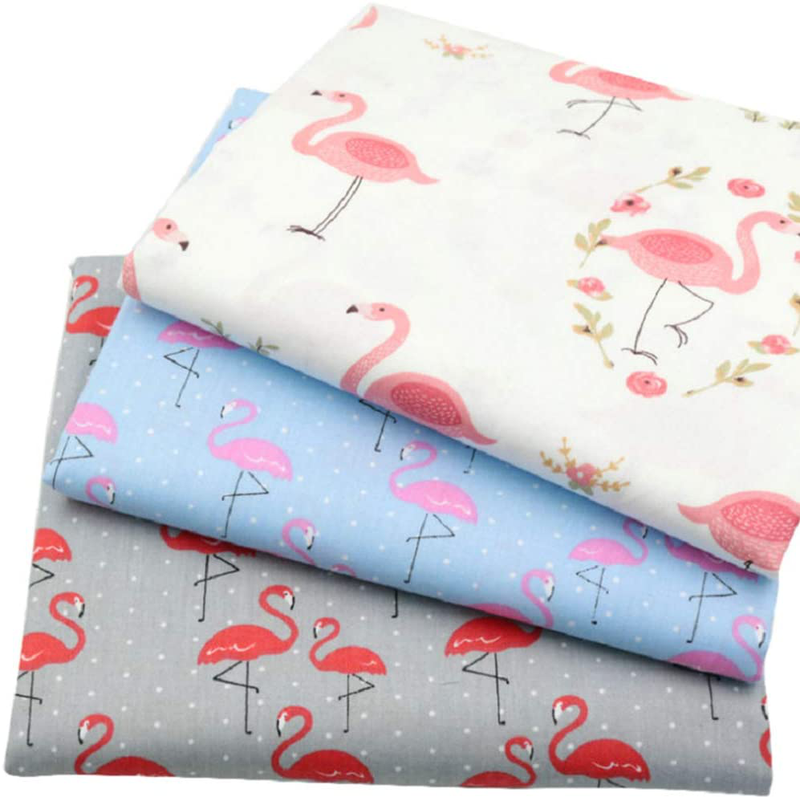 Qimicody Fat Quarters Fabric Bundles, 6 Pcs 100% Cotton 20” x 20” (50cmx50cm) Precut Quilting Fabric Squares Sheets for DIY Patchwork Sewing Quilting Crafting, No Repeat Design (Flamingo Pattern)