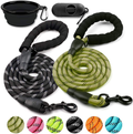 COOYOO 2 Pack Dog Leash 5 FT Heavy Duty - Comfortable Padded Handle - Reflective Dog Leash for Medium Large Dogs with Collapsible Pet Bowl