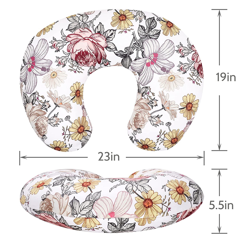 Floral Nursing Pillow Cover, Nursing Pillowcase Set for Baby Boy or Baby Girl, Nursing Pillow Slipcover Cushion Cover, Soft Fabric for Snuggling Baby, Suitable for Nursing Pillows