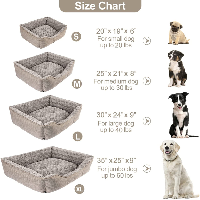FURTIME Durable Dog Bed for Large Medium Small Dogs Soft Washable Pet Bed Breathable Rectangle Sleeping Bed Anti-Slip Bottom