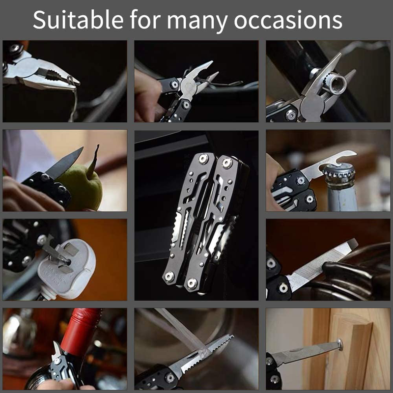 Pliers Multitool Knife (Black)，Pocket Tool for Outdoor Camping Hiking ,Foldable and Self-Locking，Hunting Accessories for Men