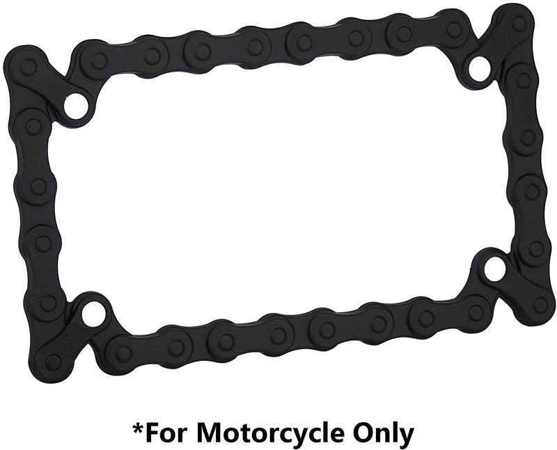 TC Sportline LPF245-BK 3D Bike Chain Style Zinc Metal Matte Black Finished Motorcycle License Plate Frame