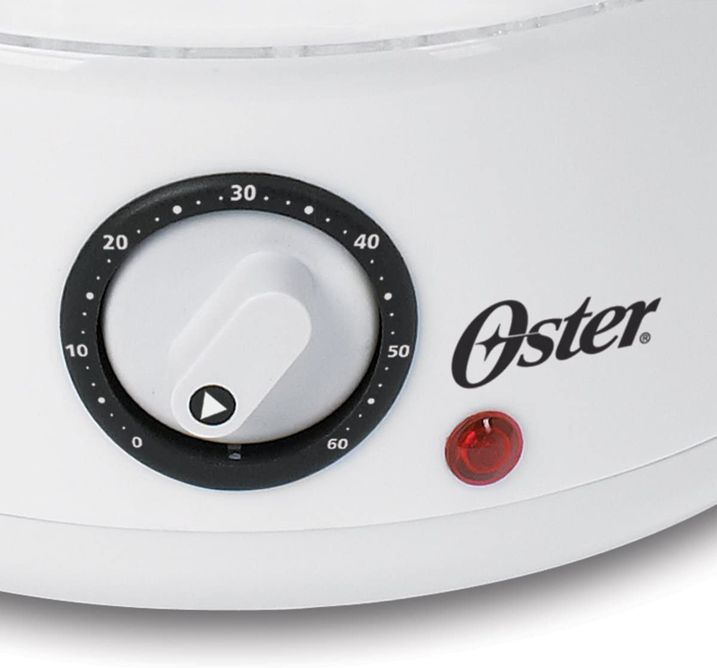 Oster Double Tiered Food Steamer, 5 Quart, White (CKSTSTMD5-W-015)