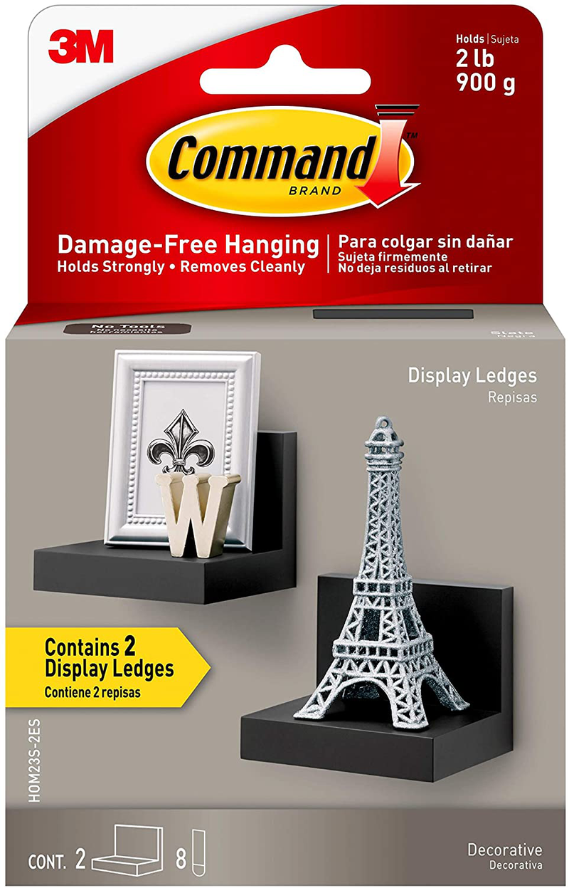 Command Picture Ledge, Slate, 1-Ledge, 10-Medium Strips, Decorate Damage-Free