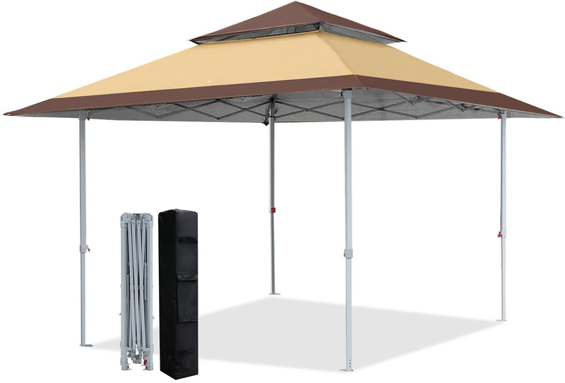 COOSHADE 13x13Ft Pop Up Canopy Tent Instant Folding Shelter 169 Square Feet Large Outdoor Sun Protection Shade(Coffee)
