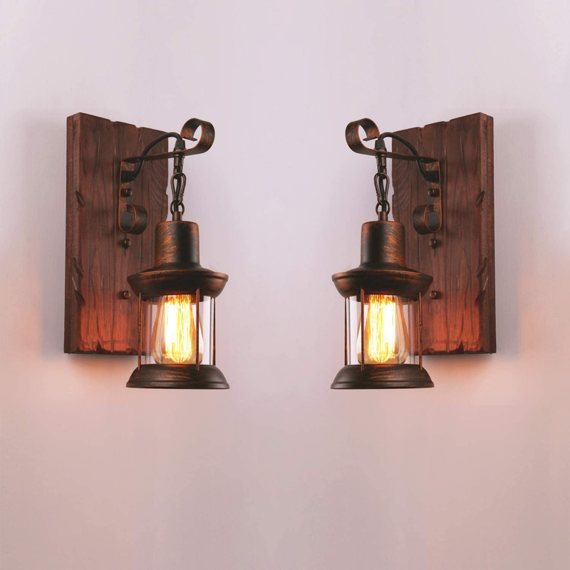 Lightinthebox Single Head Industrial Vintage Retro Wooden Metal Painting Color Wall Lamp Wall Light Sconces Lighting Fixture for Home / Hotel / Corridor Decorate 110-120V 60W 2PCS