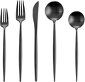 Matte Black Silverware Set , Oliviola 20-Piece Stainless Steel Flatware Cutlery Set Service for 4, Satin Finish Kitchen Utensil Set, Dishwasher Safe