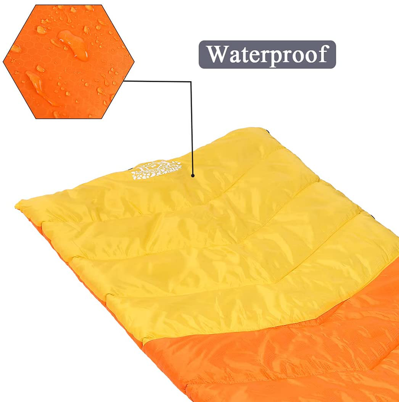 Flantree Sleeping Bag 4 Seasons Adults & Kids for Camping Hiking Trips Warm Cool Weather,Lightweight and Waterproof with Compression Bag,Indoors Outdoors Activities