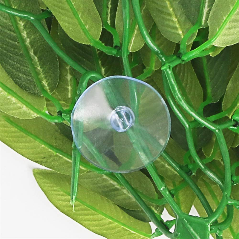 Reptile Plants Hanging Silk Terrarium Plant with Suction Cup for Bearded Dragons,Lizards,Geckos,Snake Pets and Hermit Crab Tank Habitat Decorations,Small Size,12 inches Green