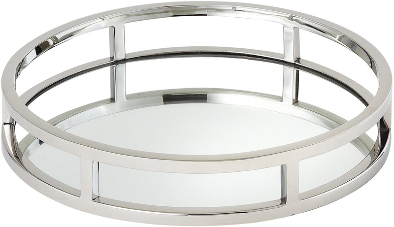 Elegance Round Mirror Tray, 15 Inch, Stainless Steel