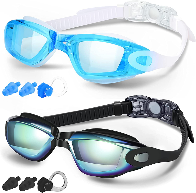 COOLOO Swim Goggles Men, 2 Pack Swimming Goggles for Women Kids Adult Anti-Fog