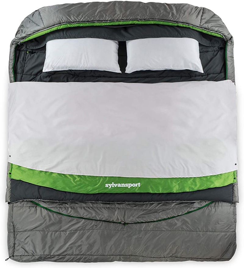 Sylvansport Cloud Layer Double Sleeping Bag, Adaptable Quilted Layers Providing Comfort and Warmth in the Winter and Summer