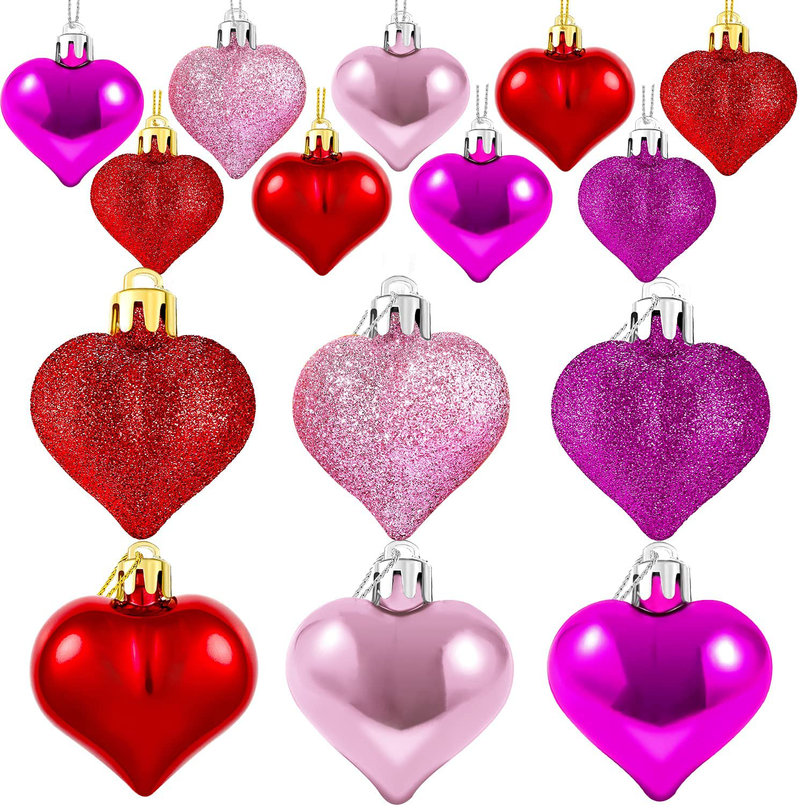 Heart Ornaments Valentines Day Decor Indoor for Valentine Tree Decorations Hanging 36 PCS