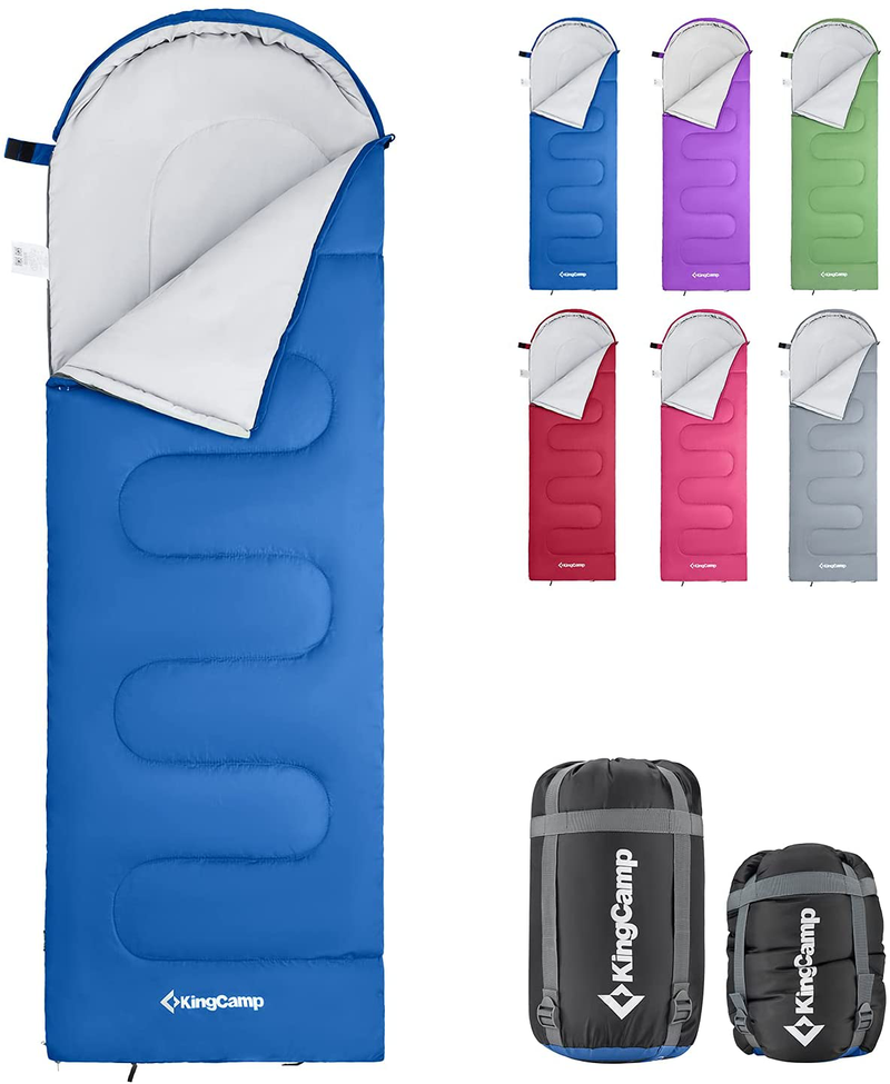 Kingcamp Portable Lightweight Outdoor Sleeping Bags Joinable Envelope for Adults Camping Travel Backpacking Hiking Indoor, Warm & Cool Weather, (74.8 + 11.8)×29.5 Inches, 3 Lbs