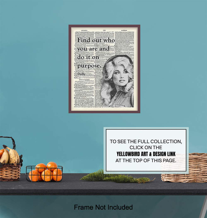 Dolly Parton Quote - Dictionary Wall Art Print - 8x10 Photo Picture - Unique Gift for Country Music, Dollywood Fans - Unframed Motivational Inspirational Home Decor, Room Decoration Poster