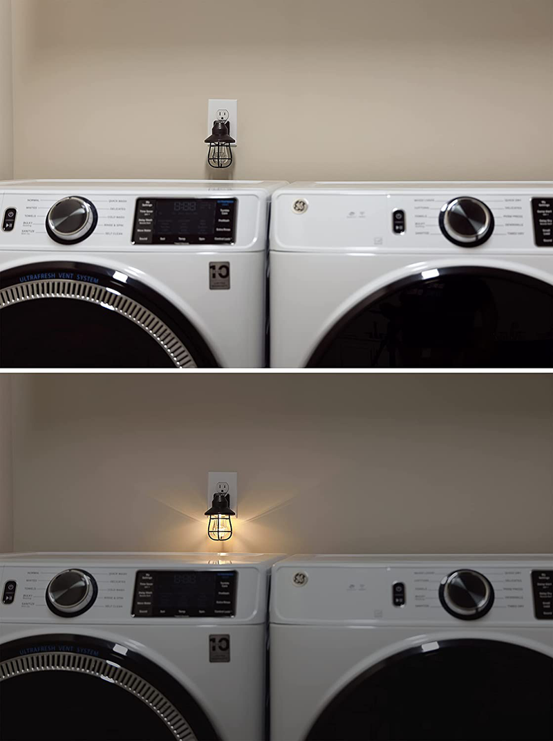 GE 44737 Vintage LED Night Light, Plug-in, Dusk-to-Dawn Sensor, Farmhouse, Rustic, Home Décor, UL-Certified, Ideal for Bedroom, Bathroom, Kitchen, Hallway, 2 Pack, Black, 2 Count