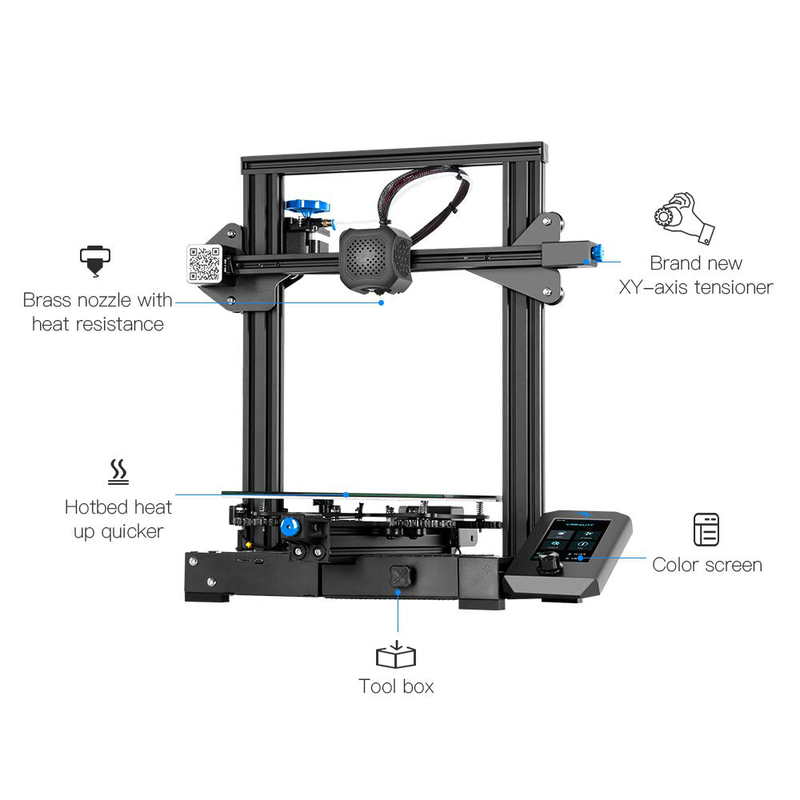 Official Creality Ender 3 V2 Upgraded 3D Printer Integrated Structure Design with Carborundum Glass Platform Silent Motherboard and Branded Power Supply