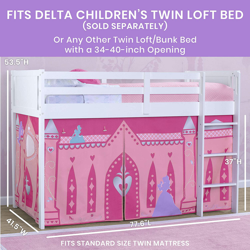 Delta Children Loft Bed Tent Curtain Set for Low Twin, Disney Princess
