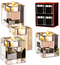 Le Sens Amazing Home Decorative Word Sign Hope Cube Crystal Candle Holder Set of 4 - Solid Square Clear Glass Table Centerpiece - Elegant Votive Tealight Candlestick for Wedding & Home Decoration