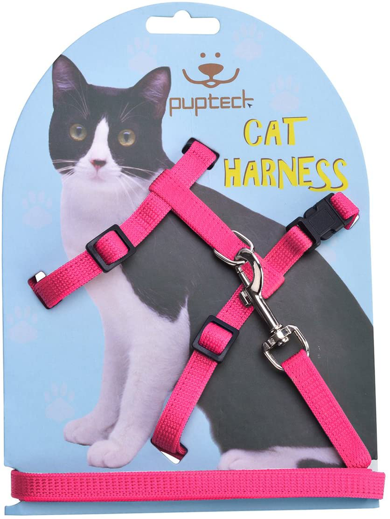 PUPTECK Adjustable Cat Harness Nylon Strap Collar with Leash