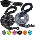 COOYOO 2 Pack Dog Leash 5 FT Heavy Duty - Comfortable Padded Handle - Reflective Dog Leash for Medium Large Dogs with Collapsible Pet Bowl