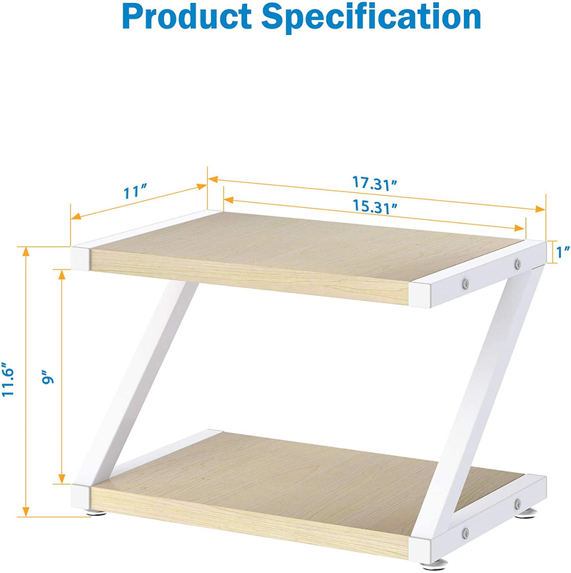 Desktop Stand for Printer - Desktop Shelf with Anti - Skid Pads for Space Organizer as Storage Shelf, Book Shelf, Double Tier Tray with Hardware & Steel for Mini 3D Printer by HUANUO (Wood)