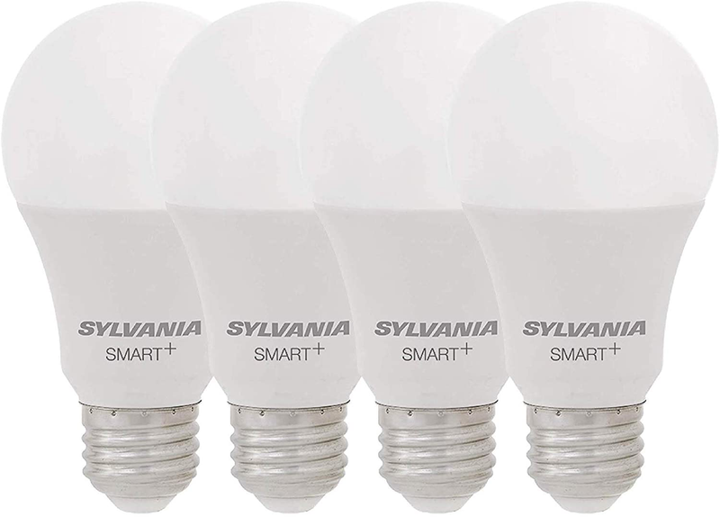 SYLVANIA Wifi LED Smart Light Bulb, 60W Dimmable Full Color A19, Works with Alexa and Google Home Only - 4 Pack (75764)