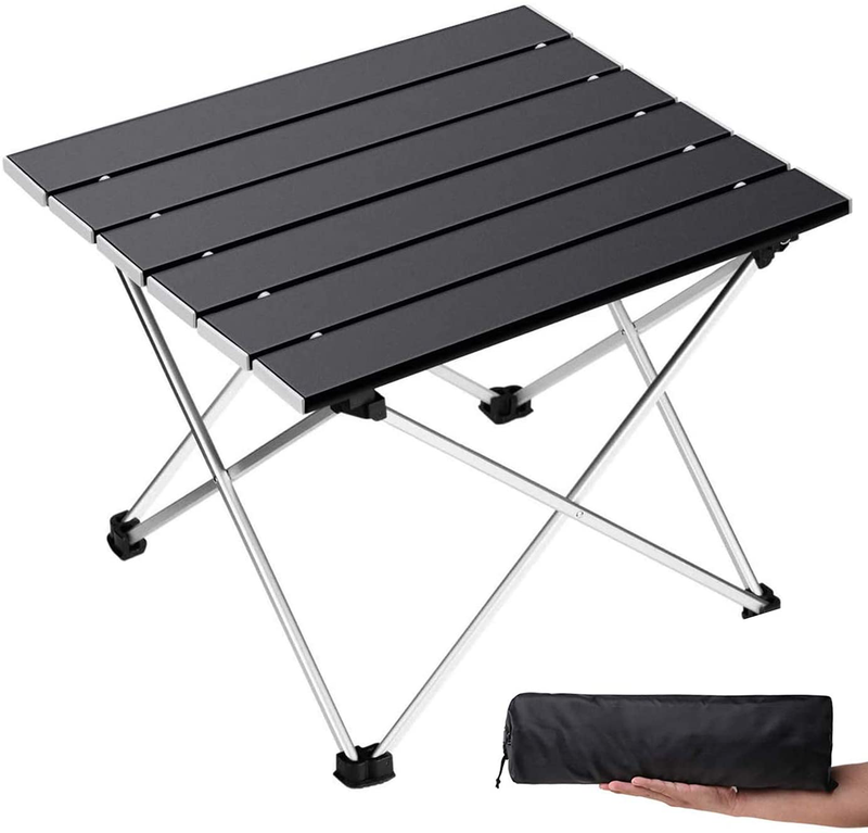 Grope Portable Camping Table with Aluminum Table Top, Folding Beach Table Easy to Carry, Prefect for Outdoor, Picnic, BBQ, Cooking, Festival, Beach, Home