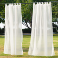 NICETOWN Extra Long Outdoor Drape - Tab Top Indoor Outdoor Waterproof Sheer Curtain Panel with Rope Tieback for Pergola, Front Porch (1 Piece, 100 X 96 Inch in White)