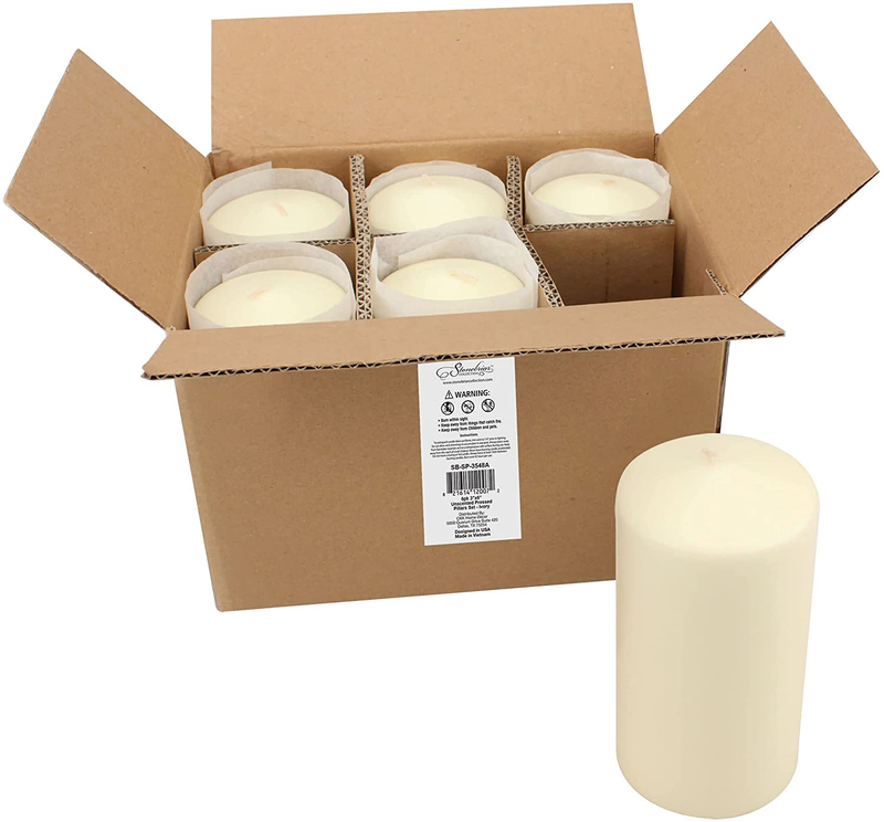 Stonebriar Tall 3x6 Inch Unscented Pillar Candles,White, 6 count