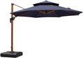 PURPLE LEAF 11ft Patio Umbrella Outdoor Round Umbrella Large Cantilever Umbrella Windproof Offset Umbrella Heavy Duty Sun Umbrella for Garden Deck Pool Patio, Navy Blue