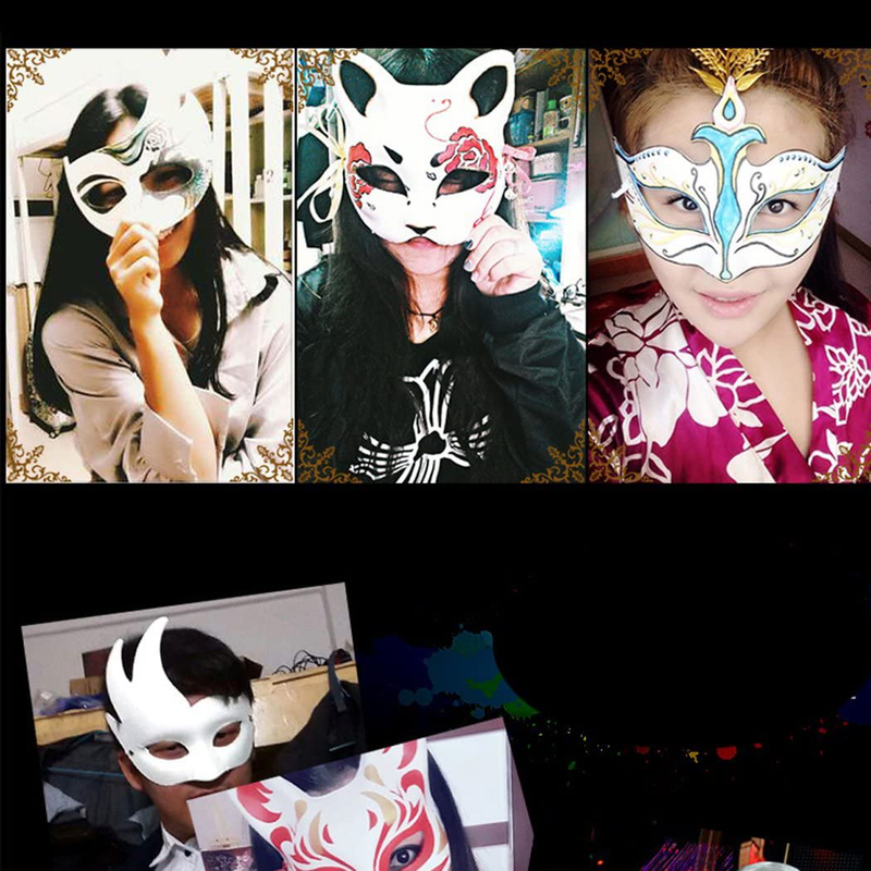 Coxeer White Masks, 12PCS DIY Unpainted Masquerade Masks Plain Half Face Masks