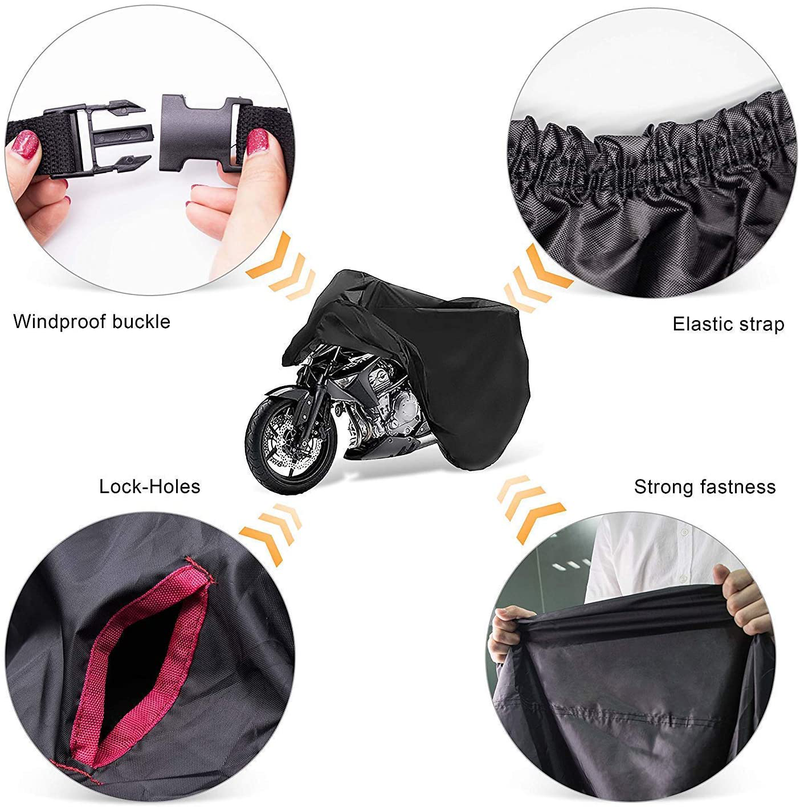 Motorcycle Cover,WDLHQC 210D Waterproof Motorcycle Cover All Weather Outdoor Protection,Oxford Durable & Tear Proof,Precision Fit for Length 87 inch