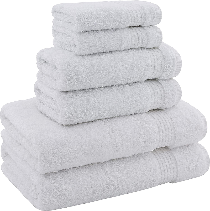 Hotel & Spa Quality, Absorbent & Soft Decorative Kitchen & Bathroom Sets, Turkish Cotton 6 Piece Towel Set, Includes 2 Bath Towels, 2 Hand Towels, 2 Washcloths - Snow White