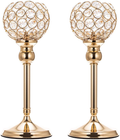 ManChDa Valentines Gift Gold Crystal Spherical Candle Holders Sets of 2 Wedding Table Centerpieces for Birthday Anniversary Celebration Modern Decoration (Large, 15.8")