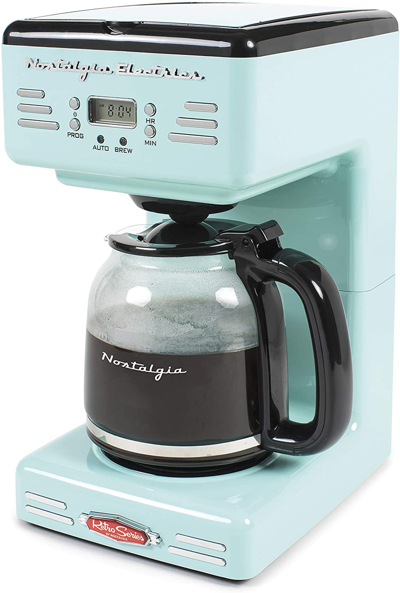 Nostalgia RCOF12AQ New & Improved Retro 12-Cup Programmable Coffee Maker With LED Display, Automatic Shut-Off & Keep Warm, Pause-And-Serve Function