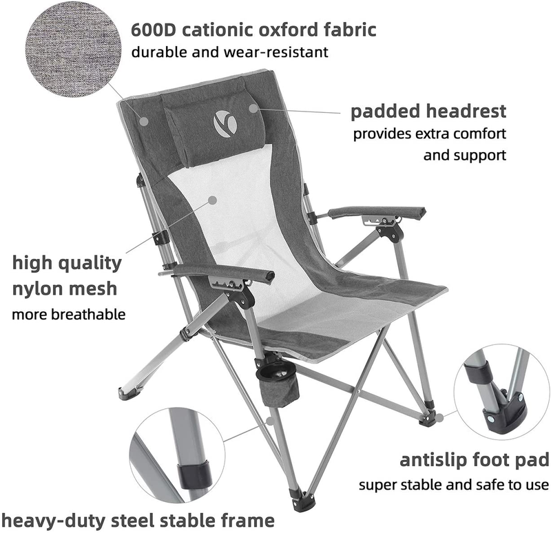 Rock Cloud Folding Camping Chair 4 Position Portable Camp Chairs Outdoor for Camp Lawn Hiking Fishing Sports