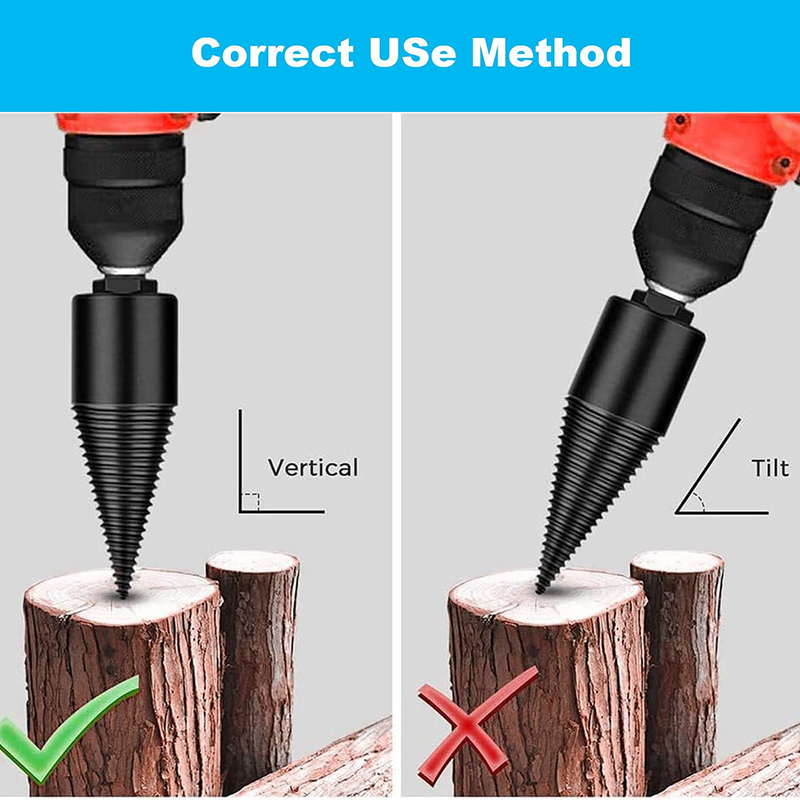 NEREIDS NET Wood Firewood Log Splitter, Heavy Duty Drill Screw Cone Driver for Hand Drill Stick-Hex+Square+Round (3Pcs), Electric Kindling Firewood Splitter Split Drilling Tool for Camping, Farm
